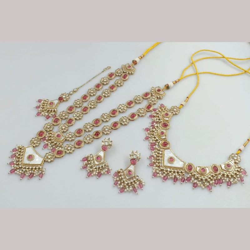 Kavita Art Gold Plated Crystal Stone And Beads Necklace Combo