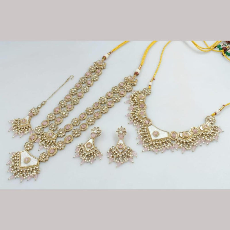 Kavita Art Gold Plated Crystal Stone And Beads Necklace Combo