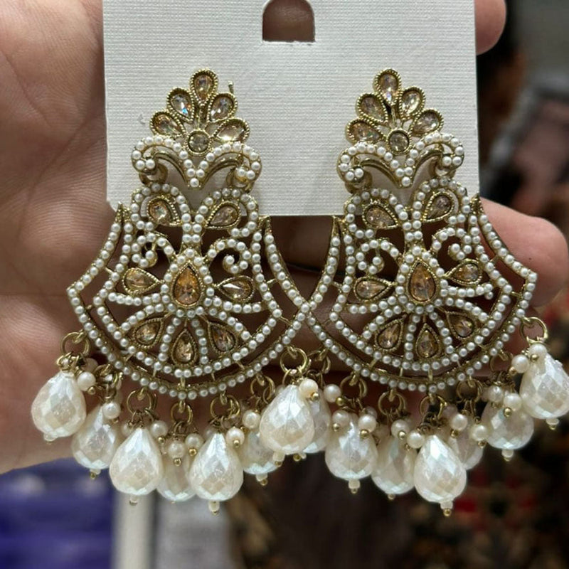 Kavita Art Gold Plated Crystal Stone And Beads Dangler Earrings