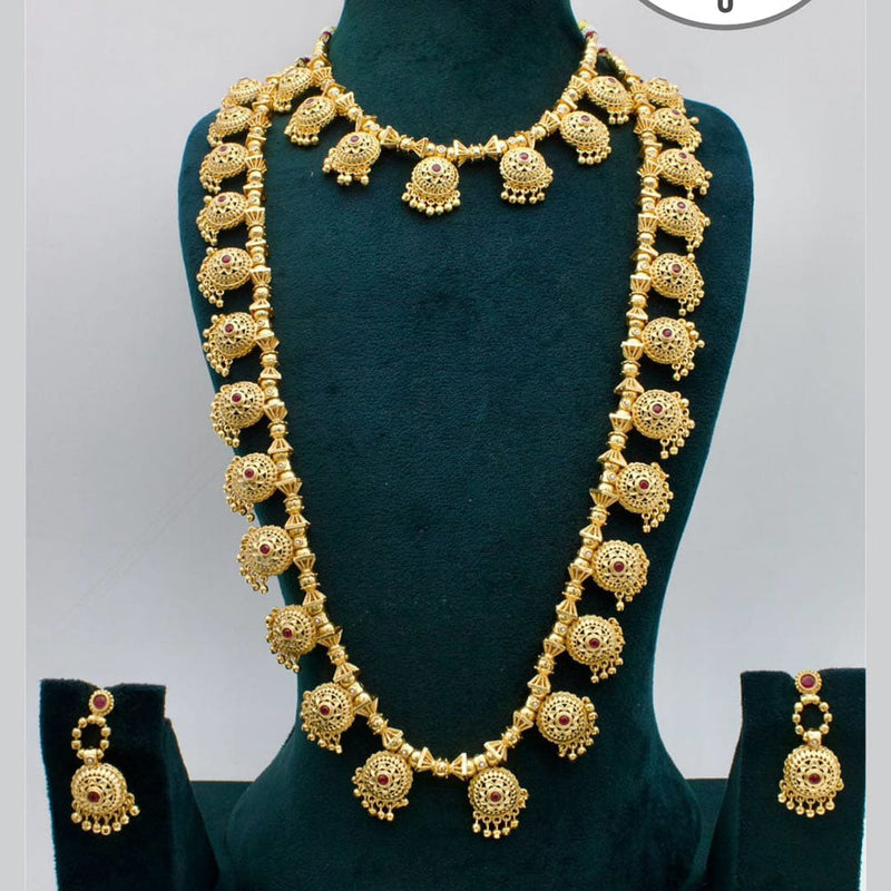 Kavita Art Gold Plated Pota Stone Double Necklace Set