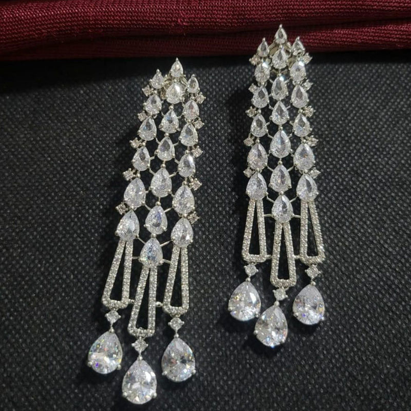 Kavita Art Silver Plated American Diamonds Dangler Earrings