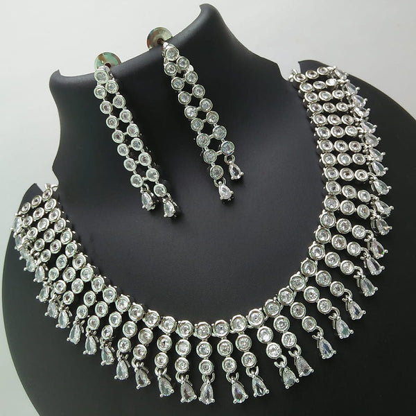 Kavita Art Silver Plated American Diamond Necklace Set