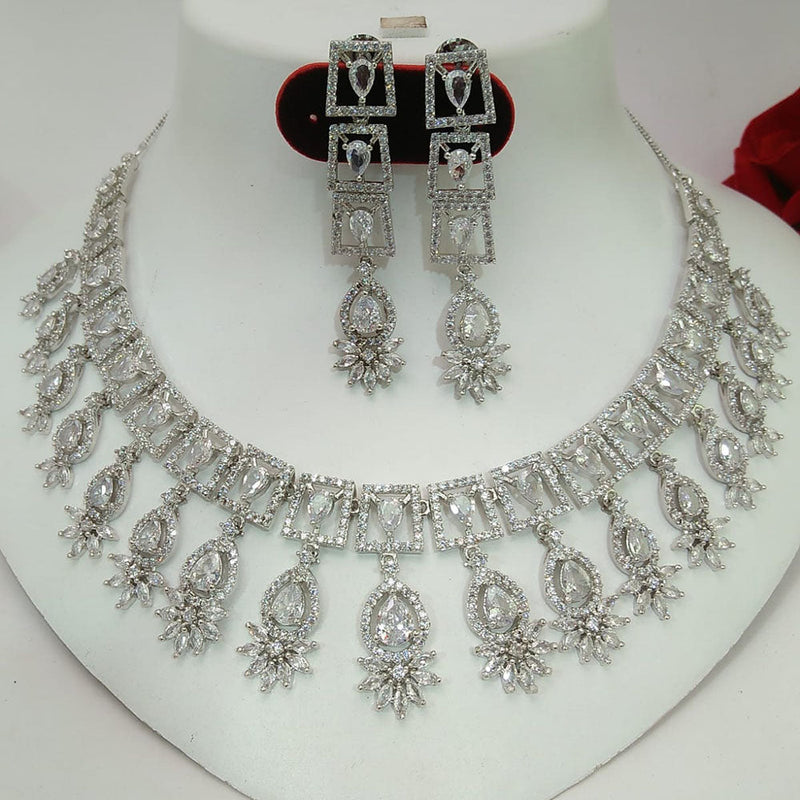 Kavita Art Silver Plated American Diamond Necklace Set