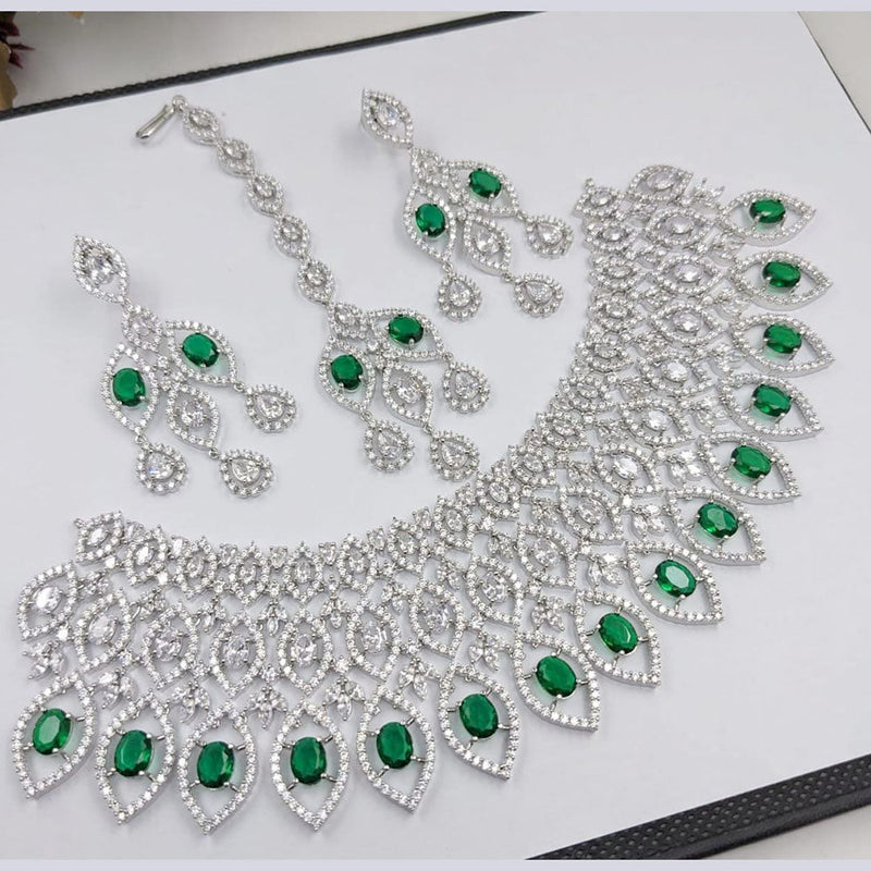 Kavita Art Silver Plated American Diamond Necklace Set