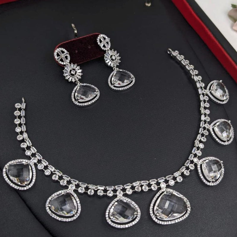 Kavita Art Silver Plated American Diamond Necklace Set