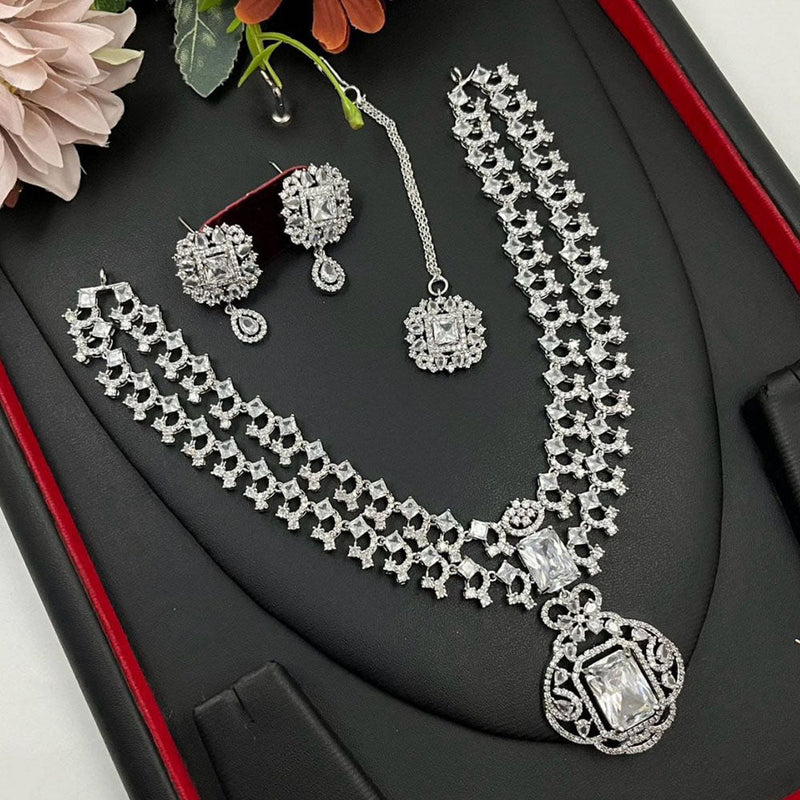 Kavita Art Silver Plated American Diamond Necklace Set