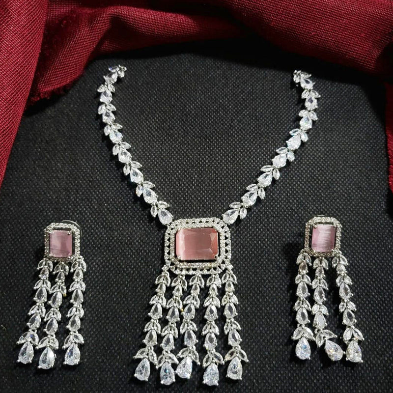 Kavita Art Silver Plated American Diamond Necklace Set