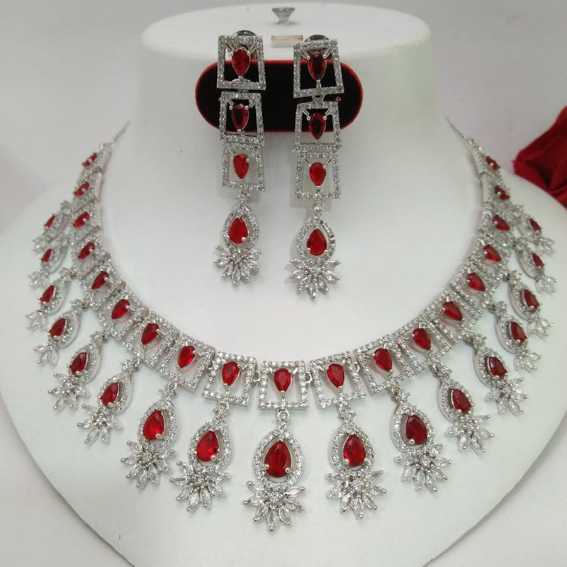 Kavita Art Silver Plated American Diamond Necklace Set