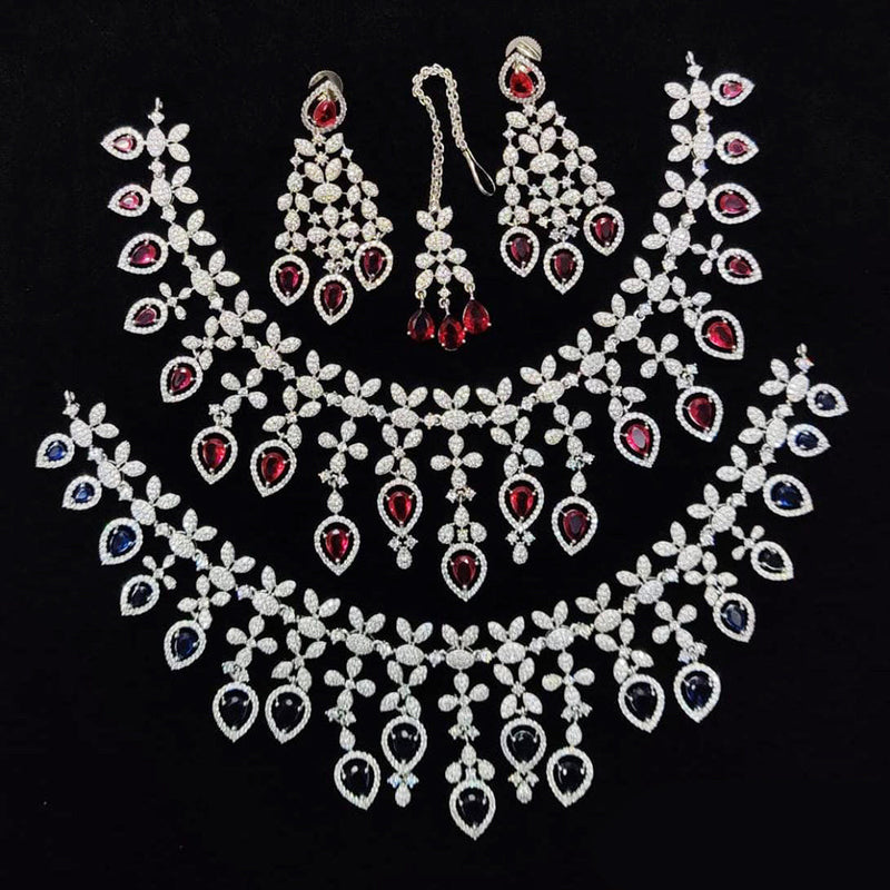 Kavita Art Silver Plated American Diamond Necklace Set