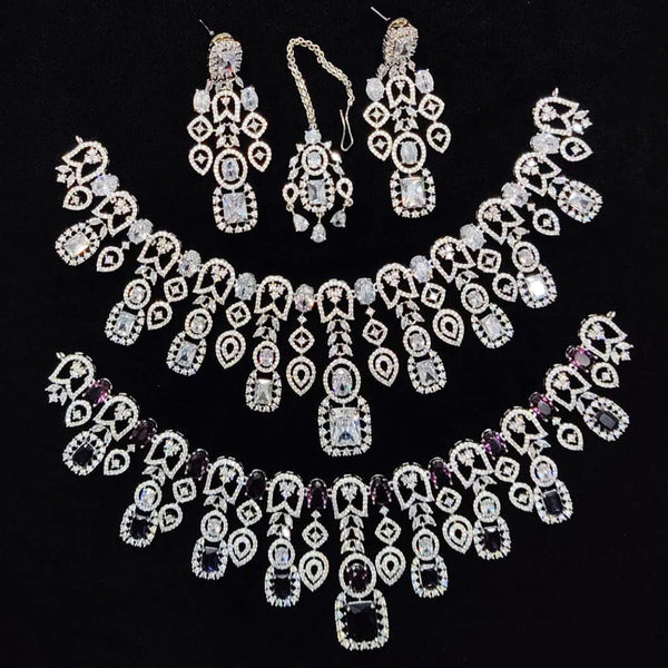 Kavita Art Silver Plated American Diamond Necklace Set