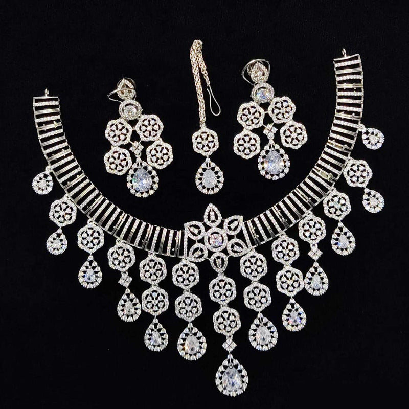 Kavita Art Silver Plated American Diamond Necklace Set