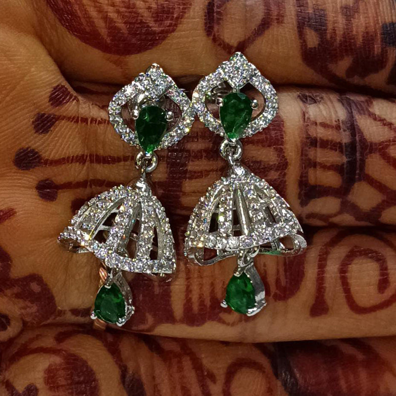 Kavita Art Silver Plated American Diamond Jhumki