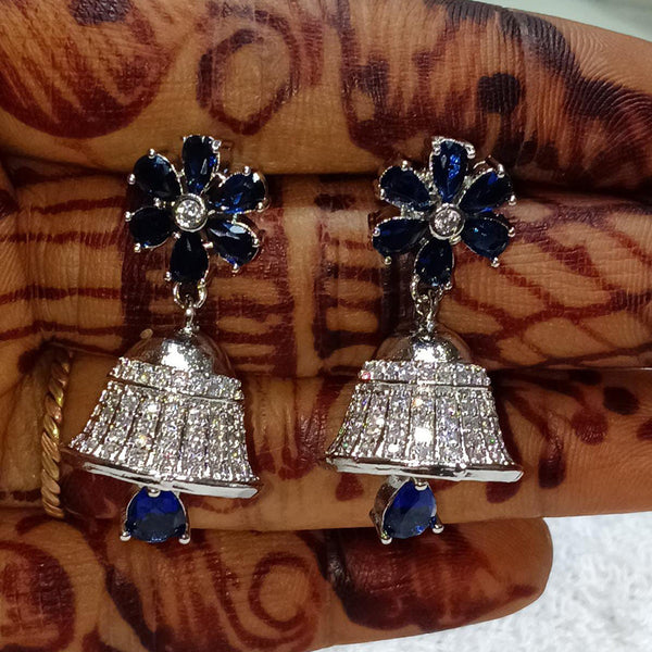 Kavita Art Silver Plated American Diamond Jhumki