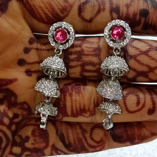 Kavita Art Silver Plated American Diamond Jhumki