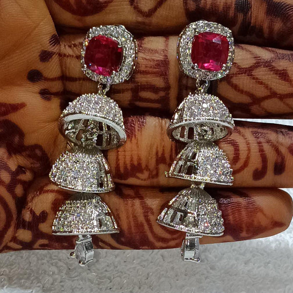 Kavita Art Silver Plated American Diamond Jhumki