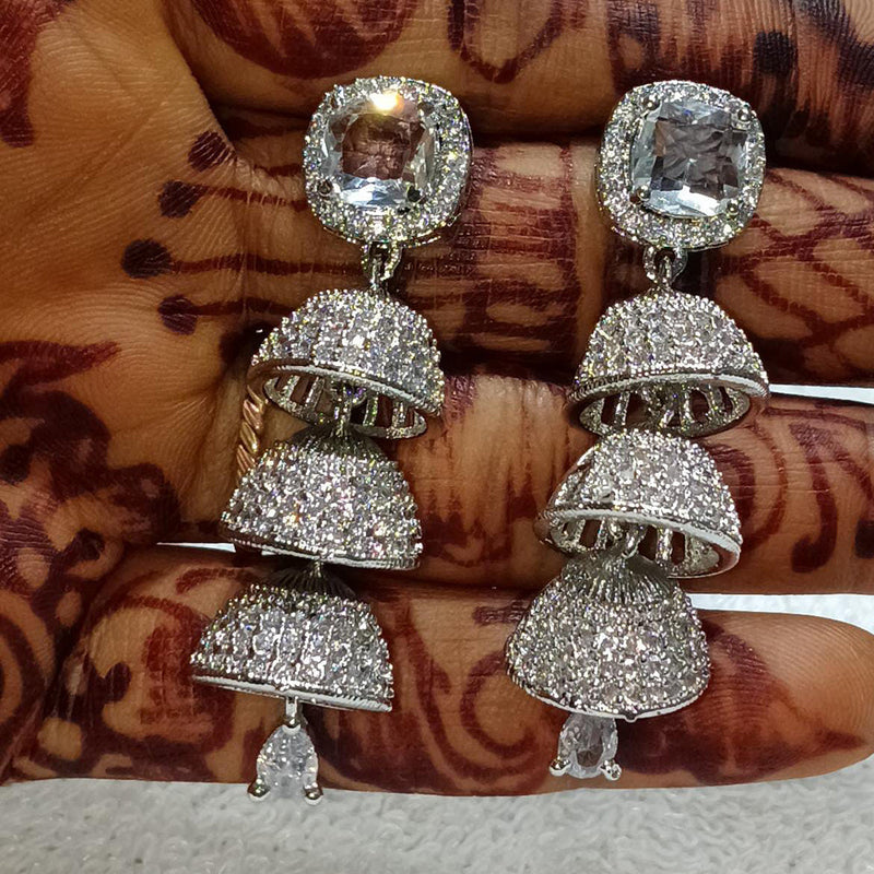 Kavita Art Silver Plated American Diamond Jhumki