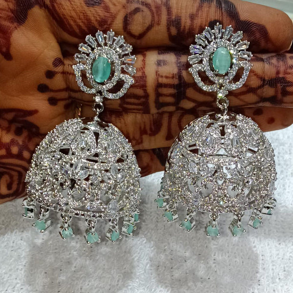 Kavita Art Silver Plated American Diamond Jhumki