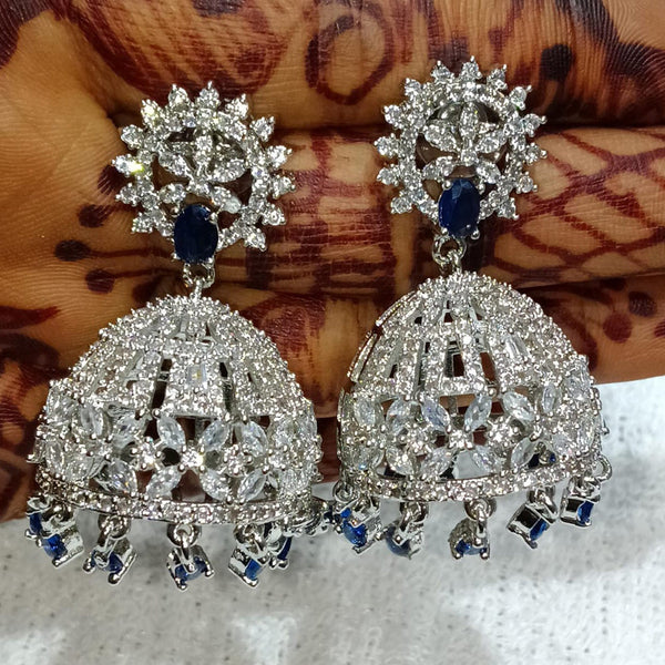 Kavita Art Silver Plated American Diamond Jhumki