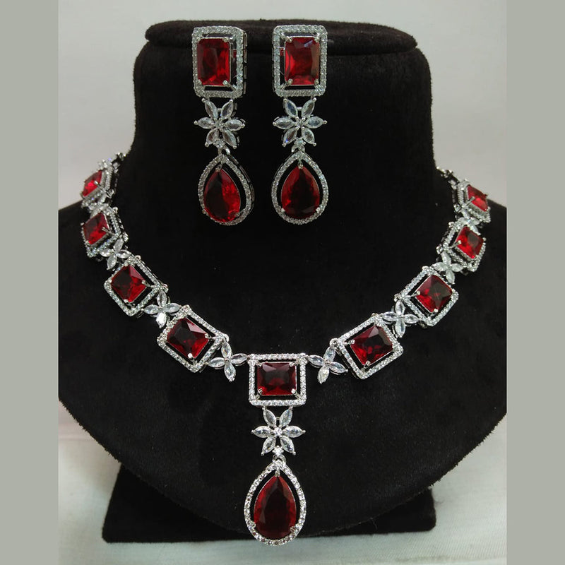 Kavita Art Silver Plated American Diamond Necklace Set