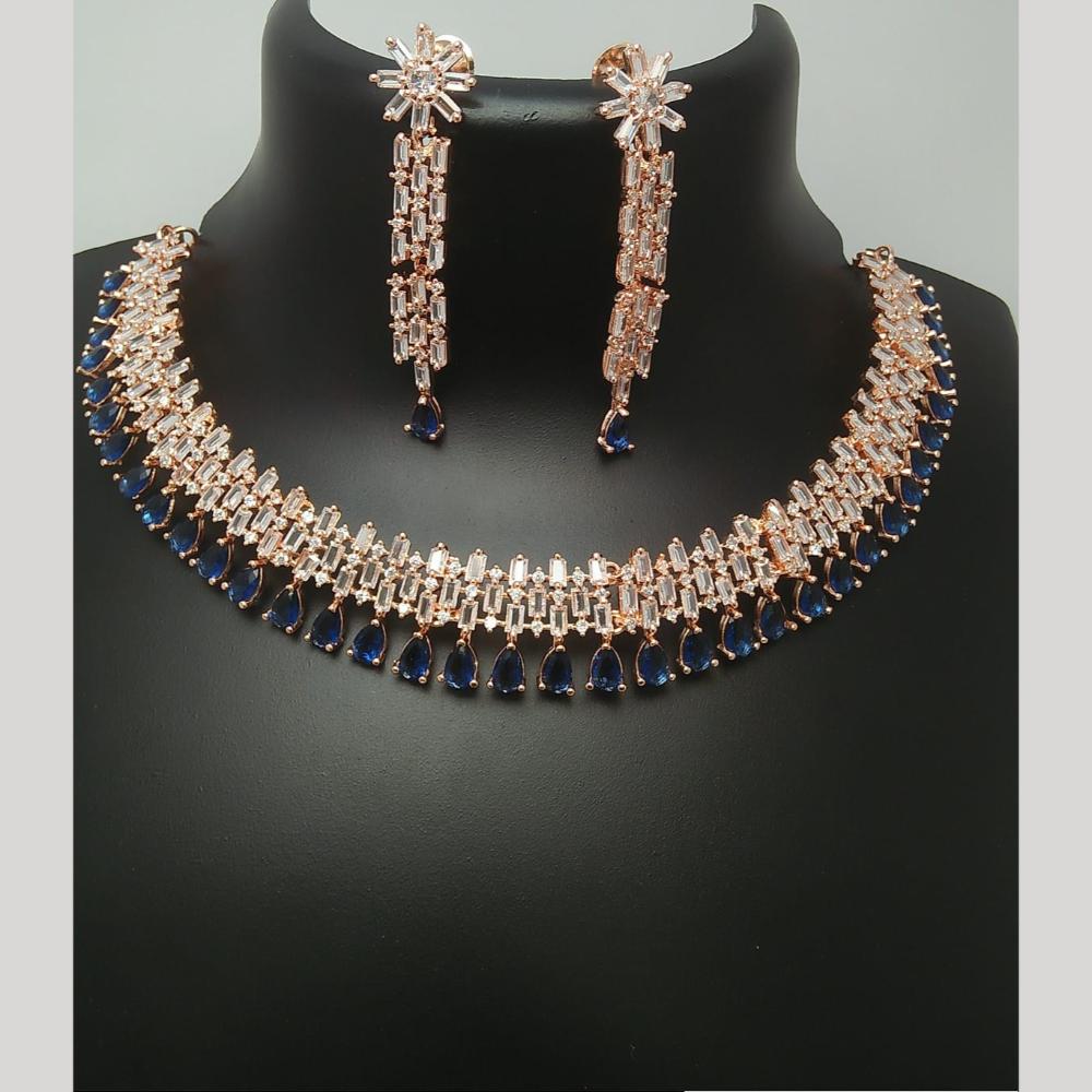 Kavita Art Rose Gold Plated American Diamond Necklace Set