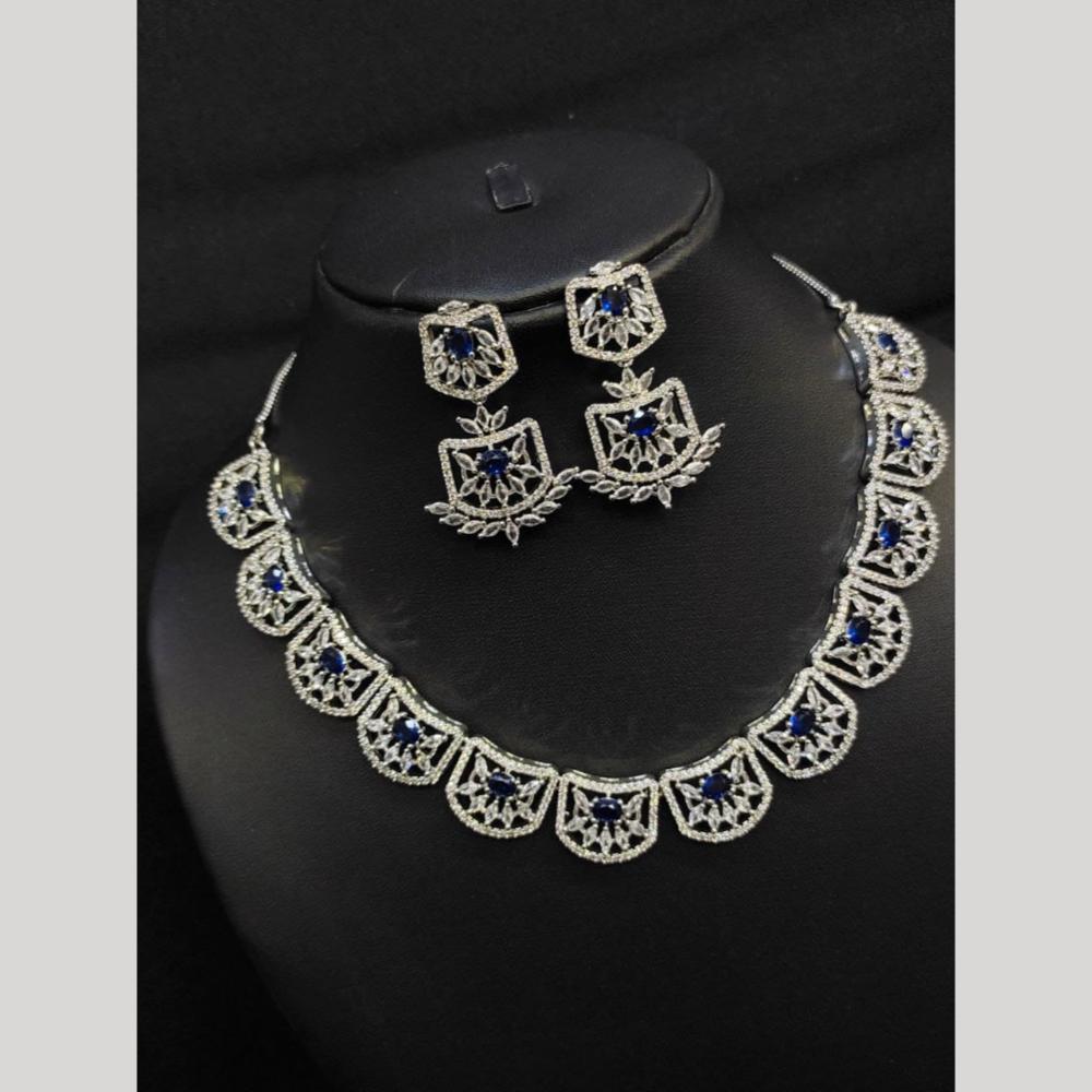 Kavita Art Silver Plated American Diamond Necklace Set