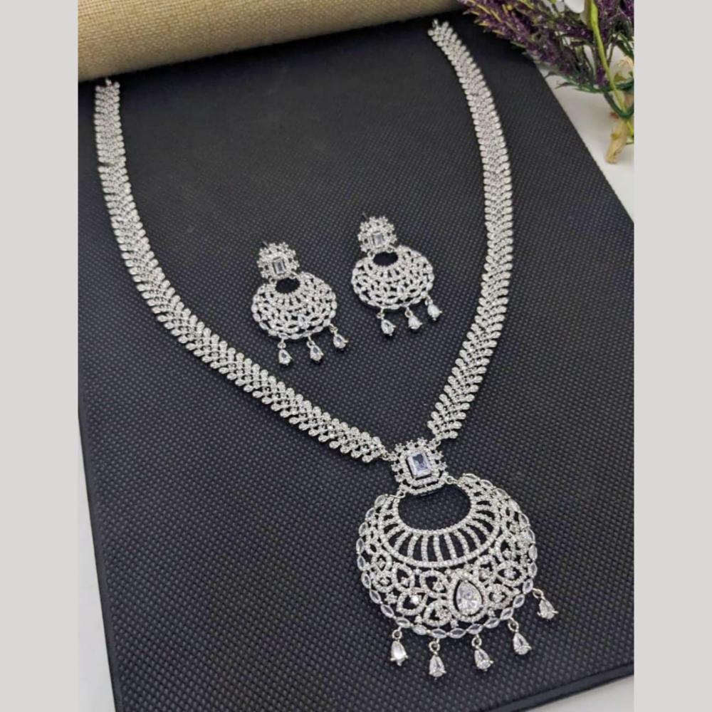 Kavita Art Silver Plated American Diamond Necklace Set