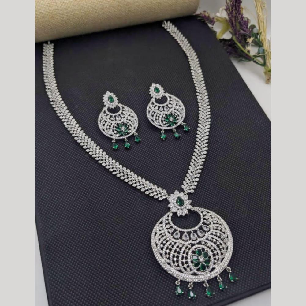 Kavita Art Silver Plated American Diamond Necklace Set