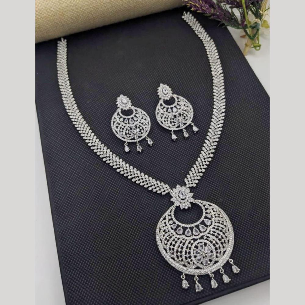 Kavita Art Silver Plated American Diamond Necklace Set