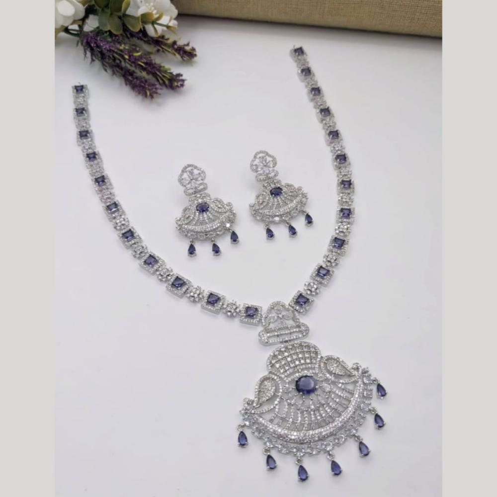 Kavita Art Silver Plated American Diamond Necklace Set