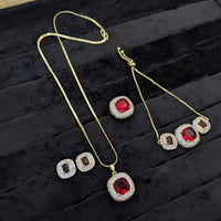 Kavita Art Gold Plated Crystal Stone Chain Pendant Set With Bracelet