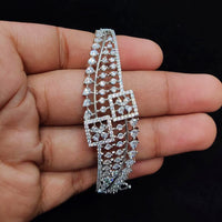 Kavita Art Silver Plated American Diamond Openable Kada