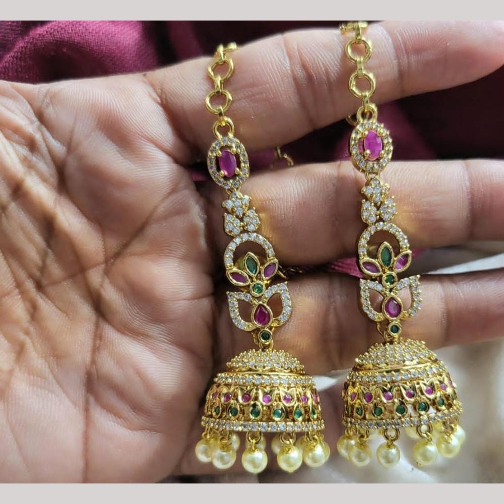 Kavita Art Gold Plated American Diamond Kanchain Jhumki Earrings