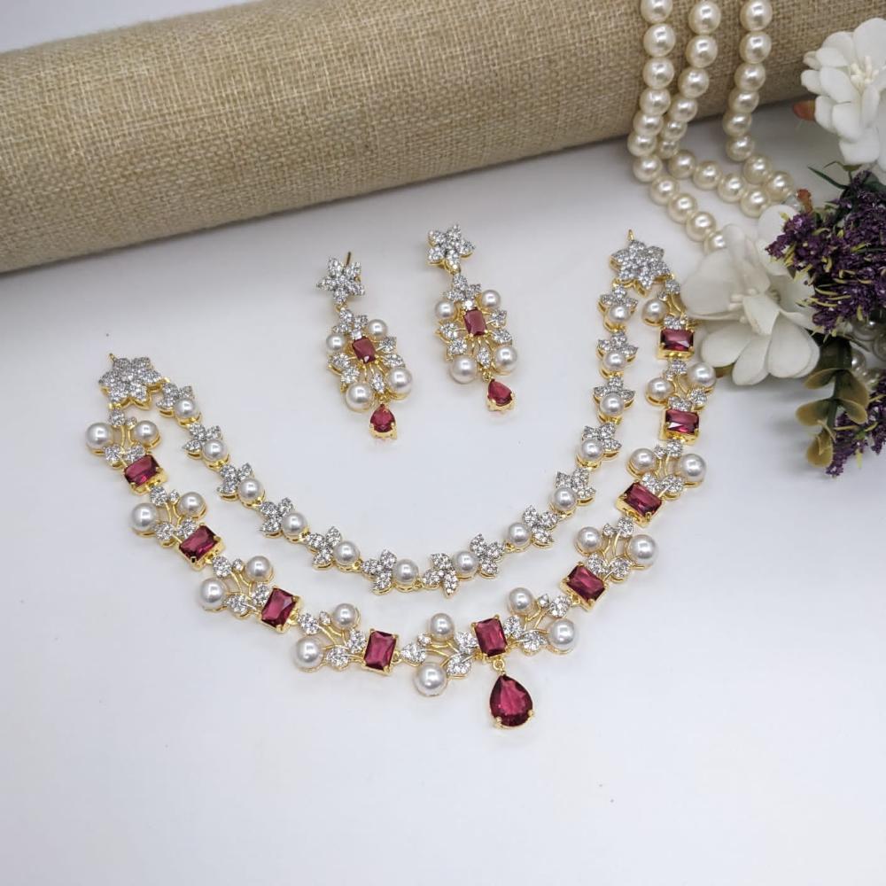 Kavita Art Gold Plated AD And Beads Necklace Set