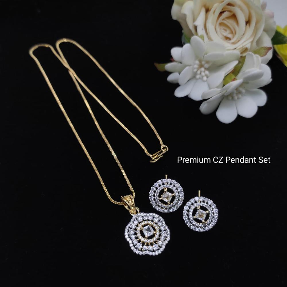 Kavita Art  Gold Plated American Diamond Pendant Set