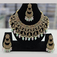 Kavita Art Gold Plated Crystal Stone And Beads Necklace Set