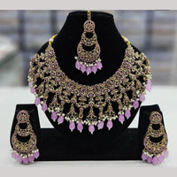 Kavita Art Gold Plated Crystal Stone And Beads Necklace Set
