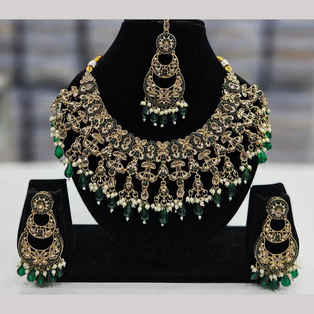 Kavita Art Gold Plated Crystal Stone And Beads Necklace Set