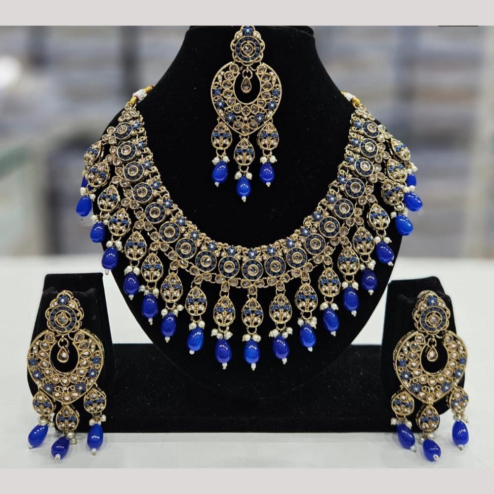 Kavita Art Gold Plated Crystal Stone And Beads Necklace Set