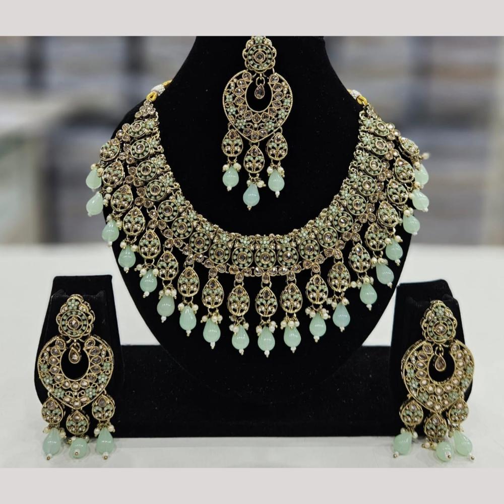 Kavita Art Gold Plated Crystal Stone And Beads Necklace Set