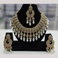 Kavita Art Gold Plated Crystal Stone And Beads Necklace Set
