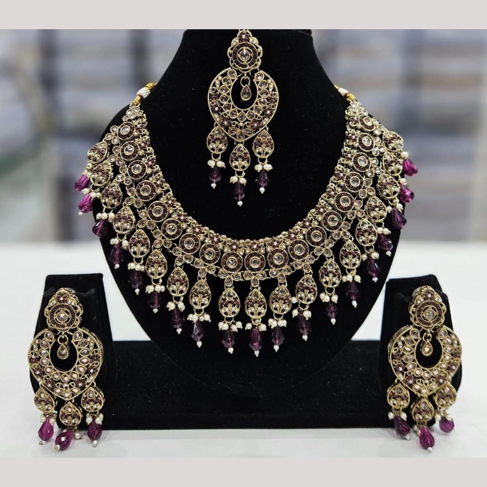 Kavita Art Gold Plated Crystal Stone And Beads Necklace Set