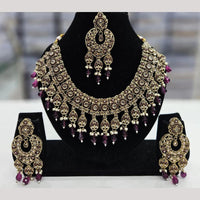 Kavita Art Gold Plated Crystal Stone And Beads Necklace Set