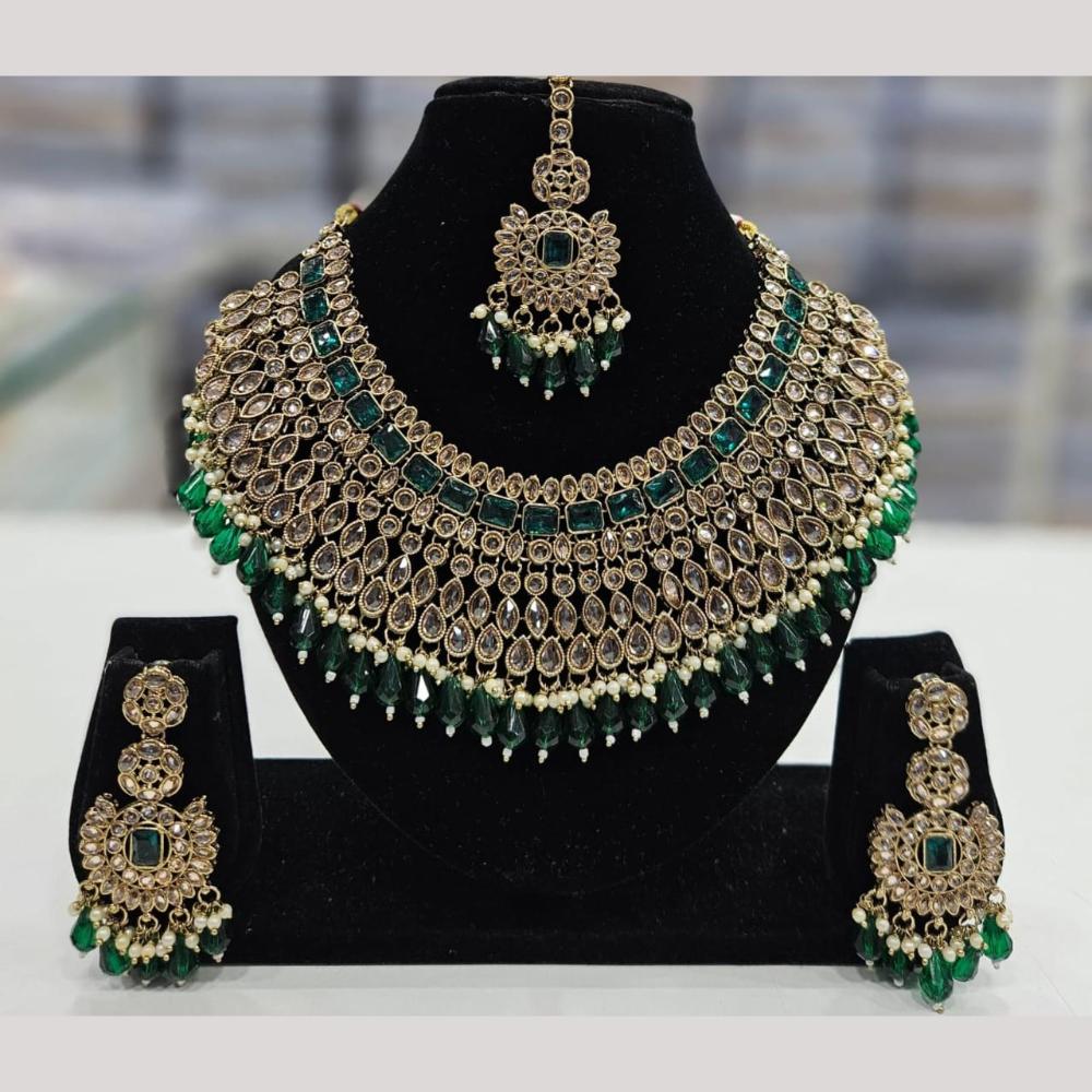 Kavita Art Gold Plated Crystal Stone And Beads Necklace Set