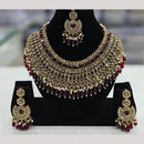 Kavita Art Gold Plated Crystal Stone And Beads Necklace Set