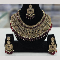 Kavita Art Gold Plated Crystal Stone And Beads Necklace Set
