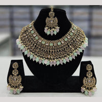 Kavita Art Gold Plated Crystal Stone And Beads Necklace Set