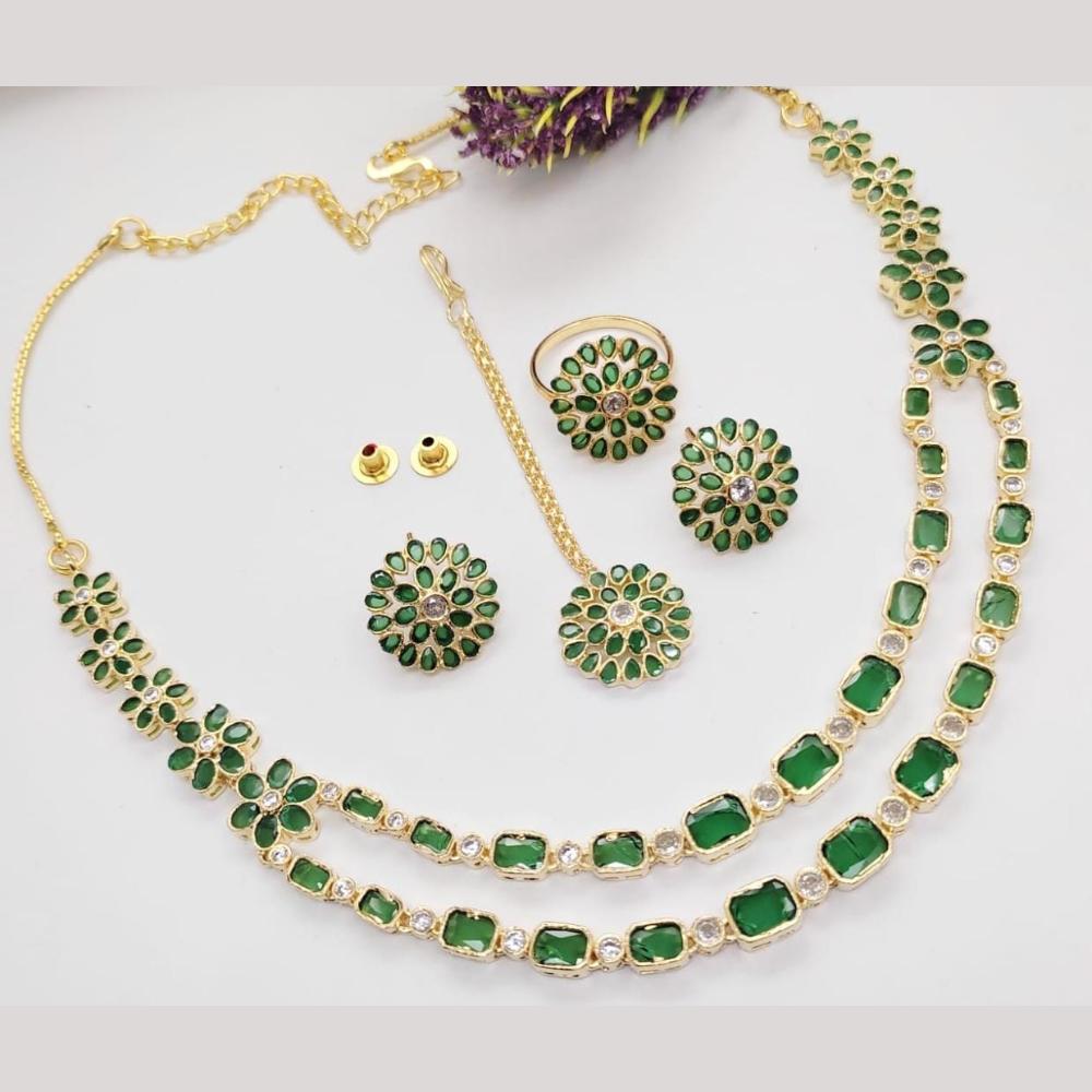 Kavita Art Gold Plated Pota Stone Necklace Set