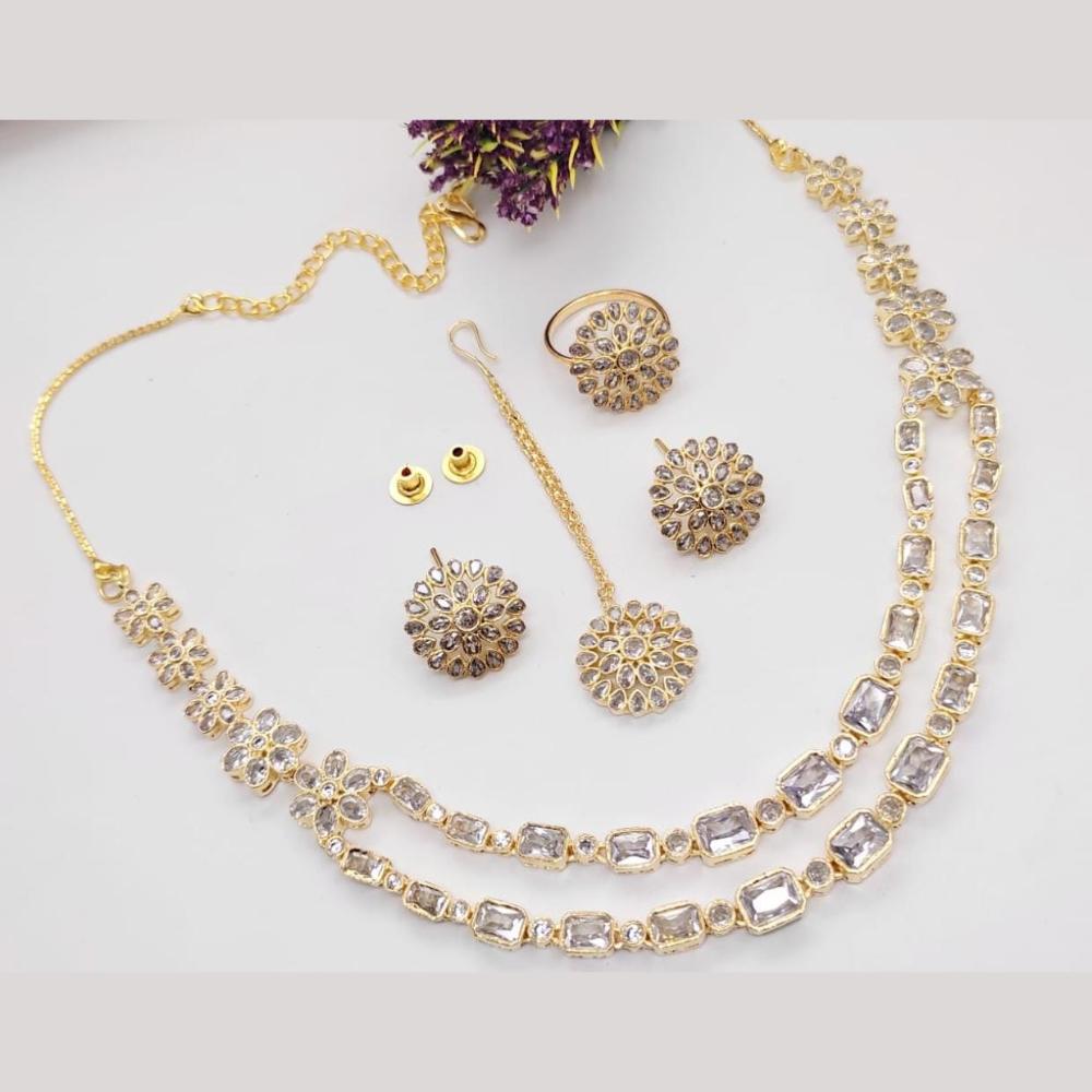 Kavita Art Gold Plated Pota Stone Necklace Set