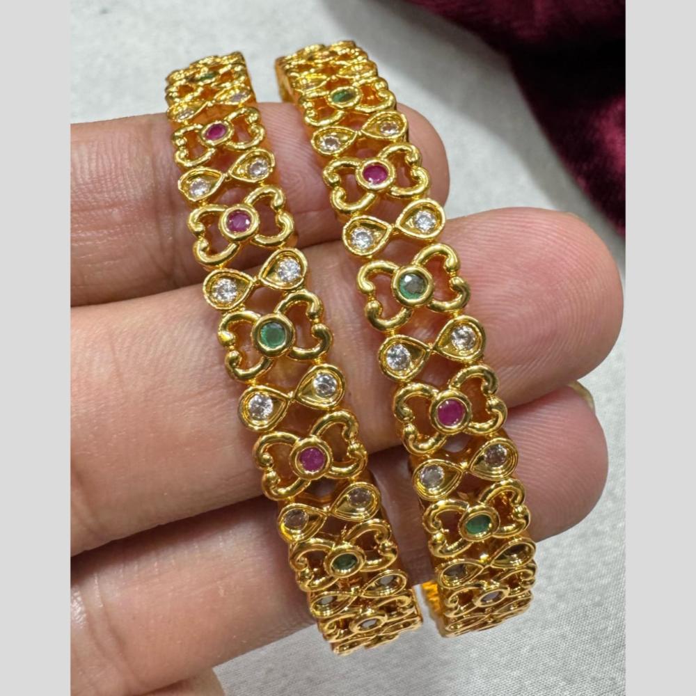 Kavita Art Gold Plated Pota Stone Bangles Set