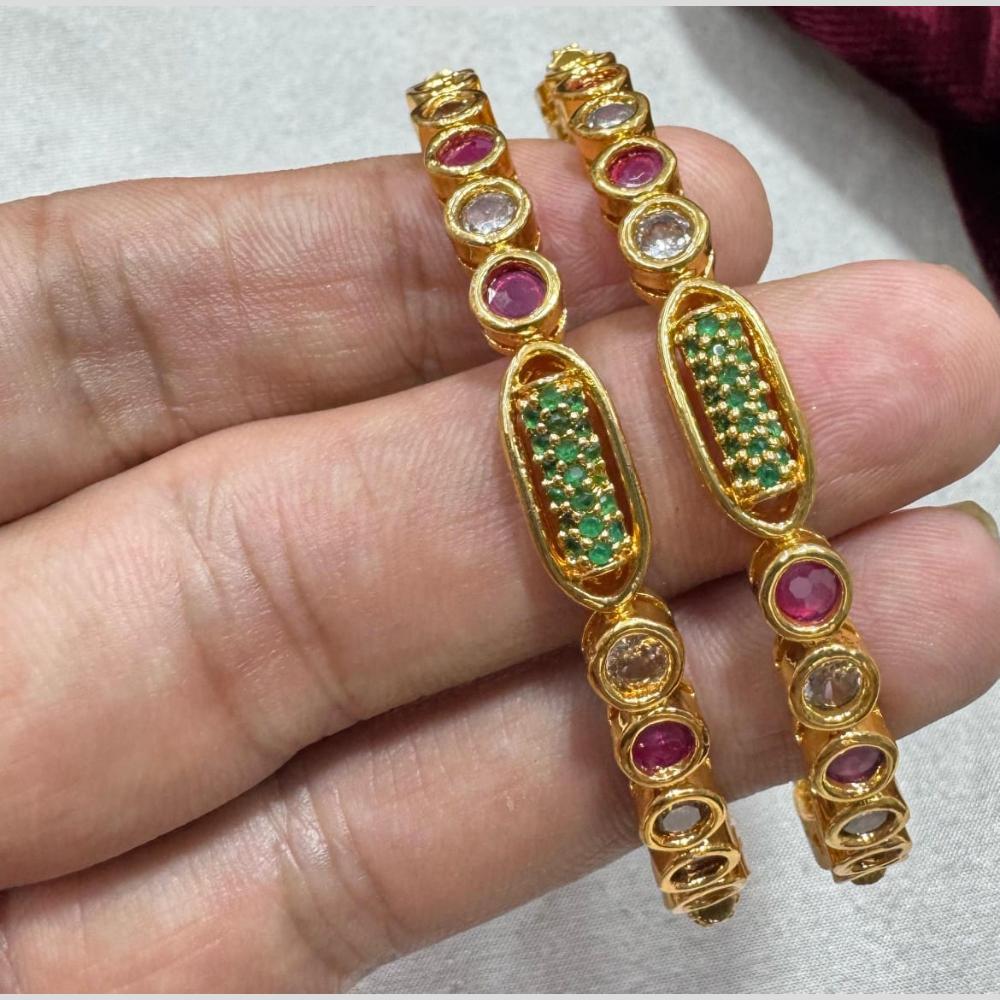 Kavita Art Gold Plated Pota Stone Bangles Set